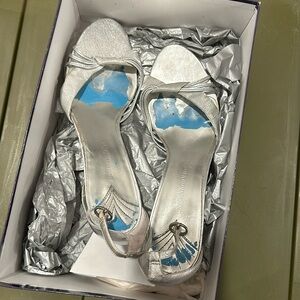 Silver evening sandals
